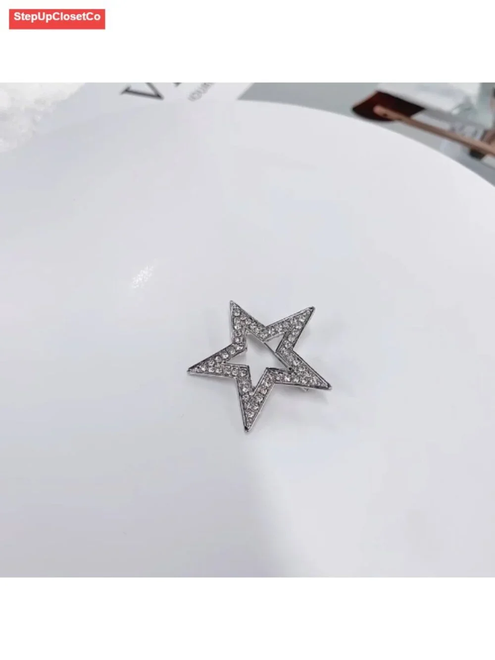 Shiny CZ Star Brooch Women Girls Sparkling Crystal Lapel Pin Elegant Hat Bag